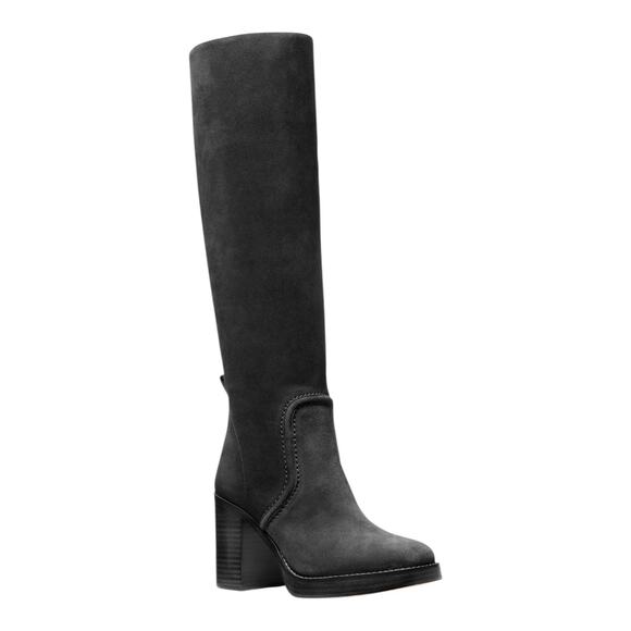 Michael Kors Women's Hayden Block Heel Knee High Suede Boots Black Size 7 - Picture 1 of 4